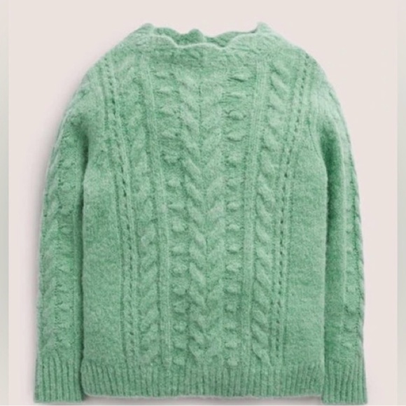 Mini Boden Other - Mini Boden Pointelle Cable Jumper‎ Green Girls 11-12 NWT